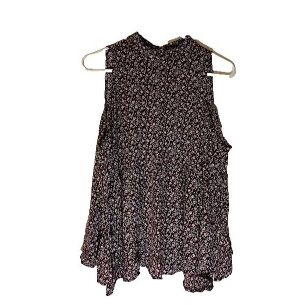American Eagle Top L Cold Shoulder BohoChic Burgundy White Floral Earthy Vibe